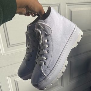 Madden Girl Women's Shadow High Top Size 10 White Platform Sneakers